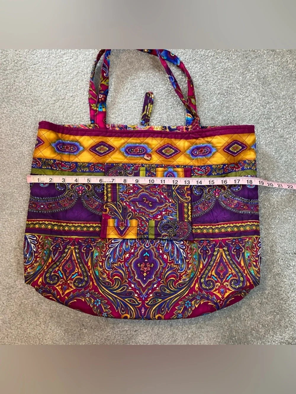 Floral Colorful Bright Tote‎ Bag with Pockets Women’s Casual